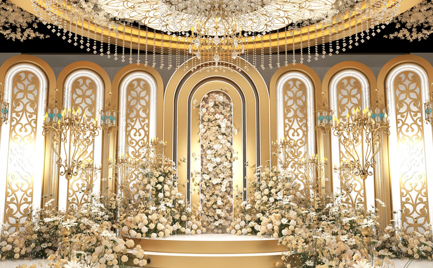 三原香槟色调婚礼堂效果展示