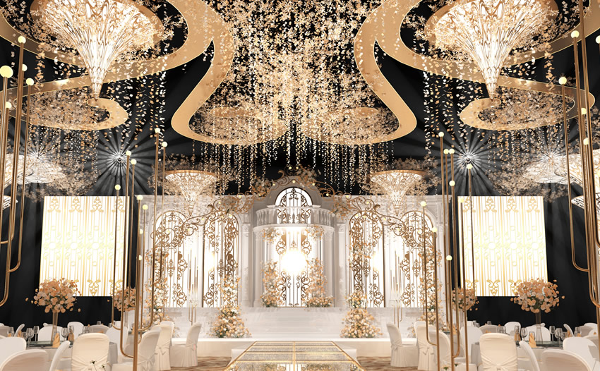 三原花木兰喜事汇金色大厅效果展示